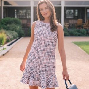 Gal Meets Glam Annika Pink Tweed Tank Dress Ruffle